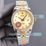 AAA Clone Rolex Datejust II Two-tone Citizen Watch Gold Micro Dial Diamond Bezel 